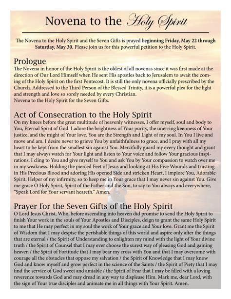 The Novena To The Holy Spirit Holy Spirit Parish