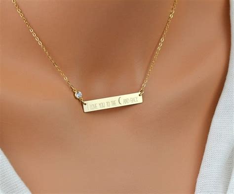 bar necklace personalized name necklace engraved bar