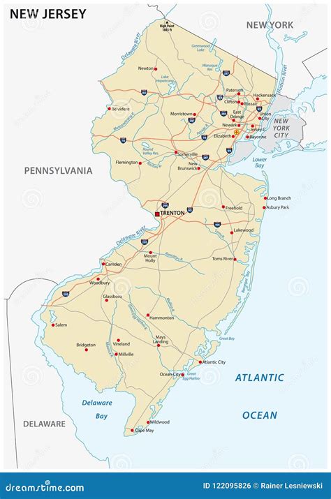 Mapa De Camino De New Jersey Ilustraci N Del Vector Ilustraci N De
