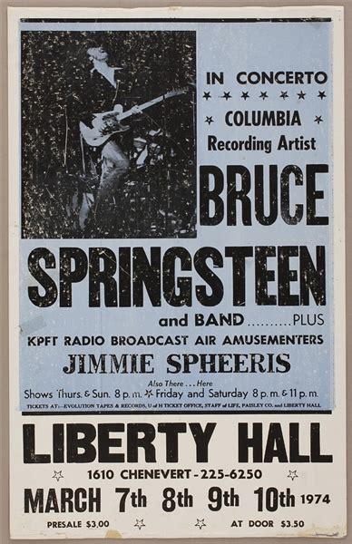 Lot Detail Bruce Springsteen And Band Original 1974 Liberty Hall