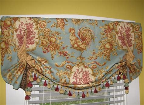 Balloon Valance French Country Waverly Rooster Toile Blue Gold Cheetah