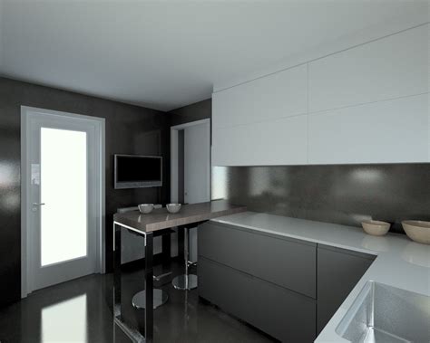 Muebles de cocina en color blanco y gris efecto cemento, dos colores que facilitan un ambiente moderno y de estilo industrial. Cocina Santos Modelo Intra Gris Antracita Laca Seda ...