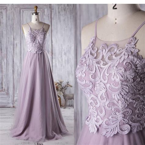 2017 Light Purple Bridesmaid Dress Long Spaghetti Straps Light Purple