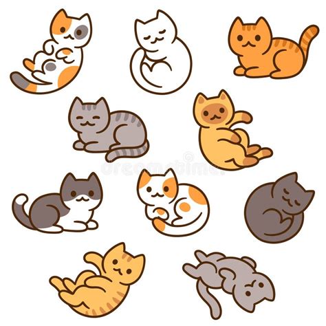 Cute Cartoon Cat Set Stock Vector Illustration Of Design 169759060