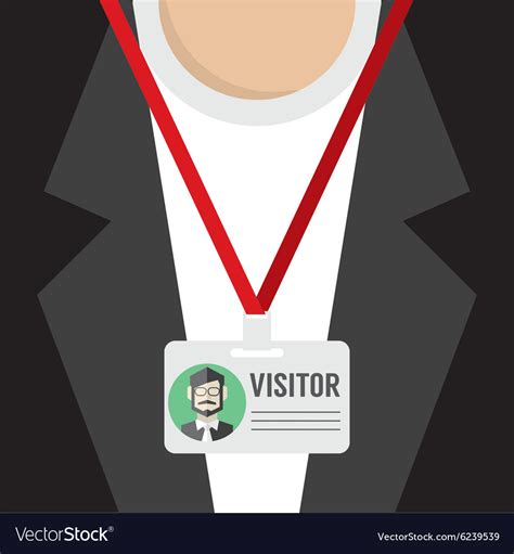 Flat Design Visitor Pass Royalty Free Vector Image