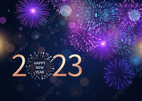 New Year Fireworks Sparkle Purple Night Sky 2023 Background New Year