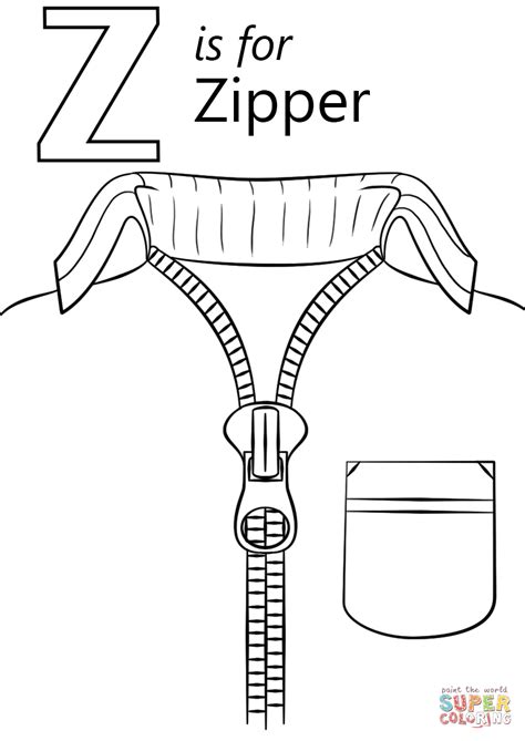 Letter Z is for Zipper coloring page  Free Printable Coloring Pages