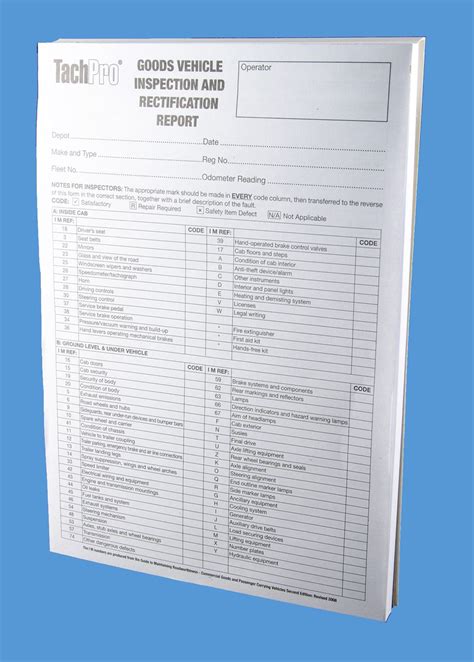 Keeping commercial vehicles safe to drive (roadworthy) 15 december 2020. Goods Vehicle Inspection Rectification Report Sheet Book
