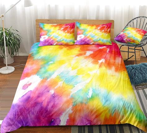 Amazon Com Orange Tie Dye Bedding Queen Set Boho Hippie Duvet Cover