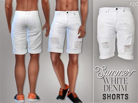 The Sims Resource White Denim Jeans Shorts For Him By