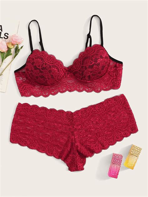 Plus Size Floral Lace Lingerie Set Bra And Underwear Sets Bra And Panty Sets Bras And Panties