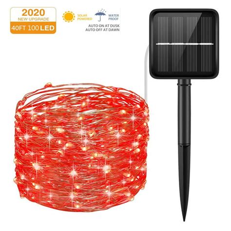 Outdoor Solar String Lights 40ft 100 Led 8 Lighting Modes Copper Wire