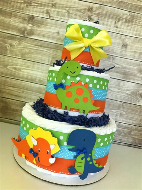 Dinosaur Diaper Cake Dinosaur Baby Shower Centerpiece Etsy