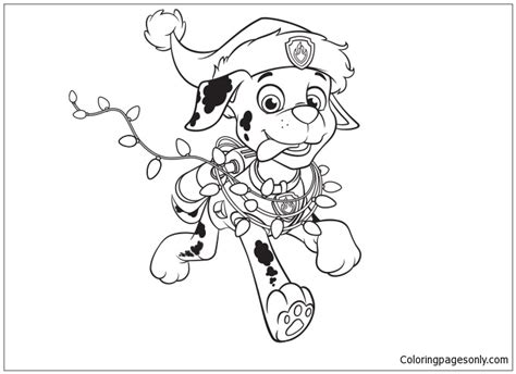 Paw Patrol Marshall Christmas Coloring Pages Cartoons Coloring Pages