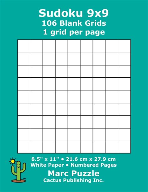 Sudoku 9x9 106 Blank Grids 1 Grid Per Page 85 X 11 216 X 279 Mm
