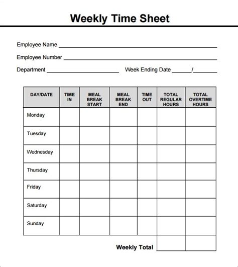 Download Weekly Timesheet Template Excel Pdf Rtf Word Free Daily Time