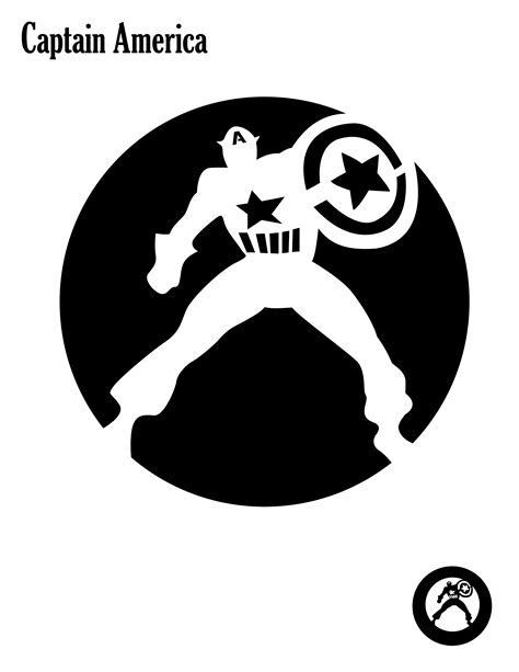 Marvel Avengers Captain America Pumpkin Stencil Pumpkin Pattern Pumpkin Template Jack O