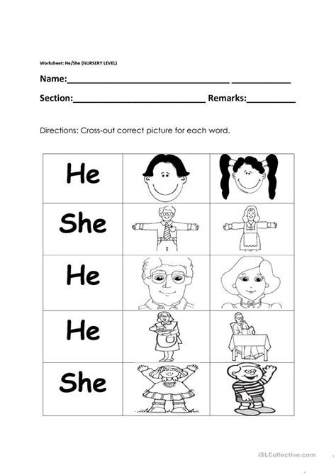 He And She Worksheet Free Esl Printable Worksheets Made By Teachers