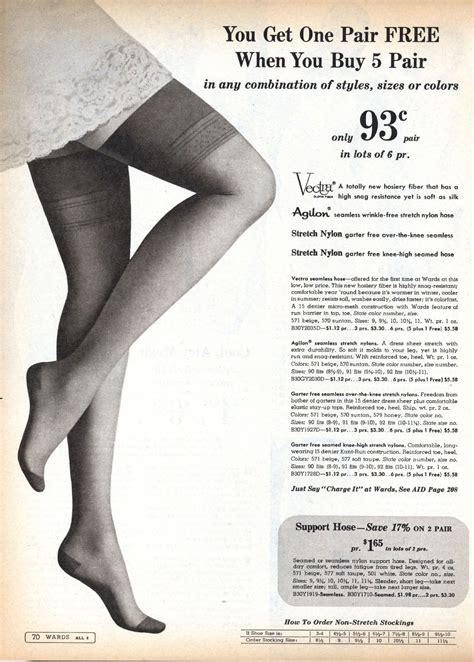 get one pair free nylon stockings offered in a 60s catalog vintage vintage stockings