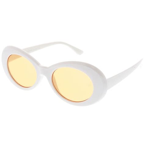 Retro 1990s Fashion Clout Goggle Oval Colored Lens Sunglasses Zerouv