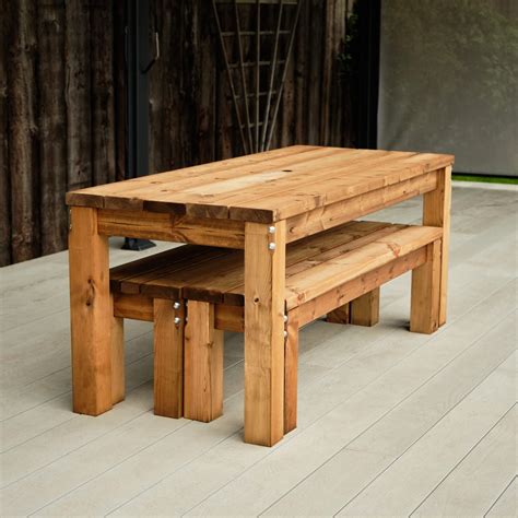Wooden Garden Table And Bench Set Eight Hour Studio