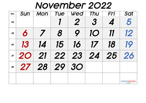 Free Printable November 2022 Calendar Premium