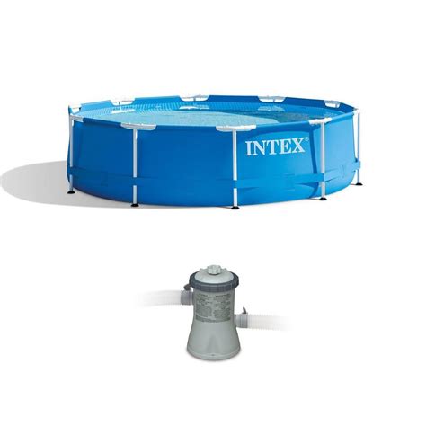 Intex Easy Set 10 Ft X 25 Ft Round 30 In Deep Hard Sided Pool 28200eh 28601eg The Home