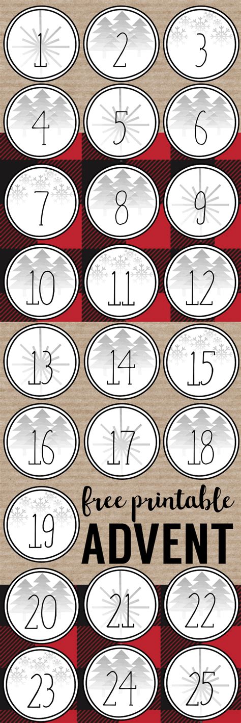 Christmas Advent Calendar Printable Numbers Paper Trail Design