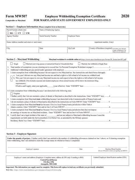 Maryland State Tax Withholding Form 2023 Printable Forms Free Online
