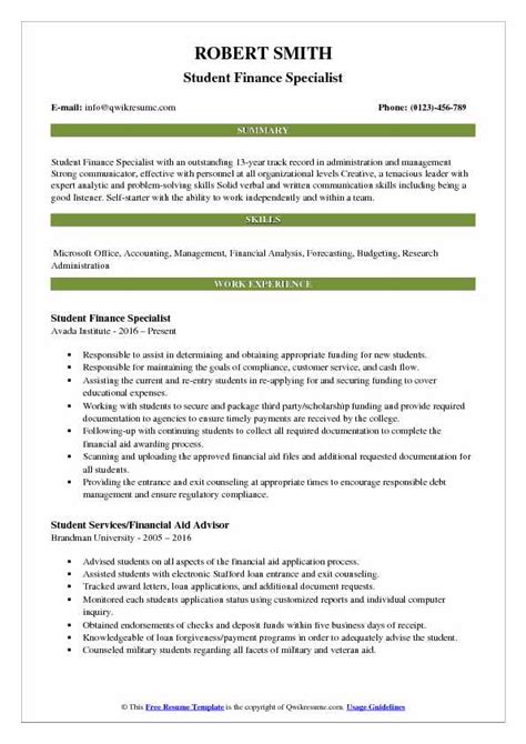 It's important to tailor your resume to the industry standard to avoid being immediately deleted. Finance Specialist Resume Samples | QwikResume