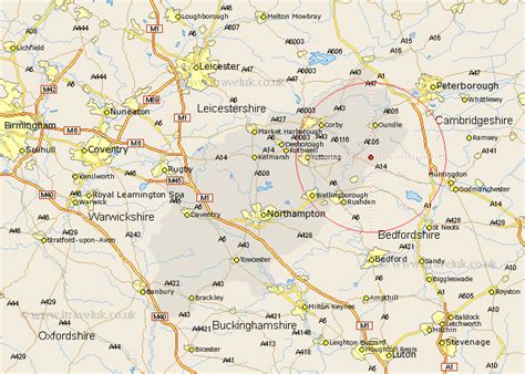 Titchmarsh Map Street And Road Maps Of Northamptonshire England Uk