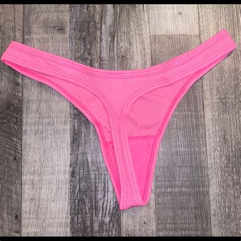 Pink Victoria S Secret Intimates Sleepwear Victorias Secret Pink Cotton Ribbed Thong Panty