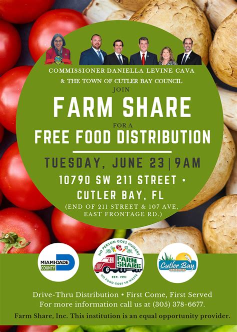 Seed of hope ministries offers occasional food distributions, information on facebook; Free Food Distribution | Town of Cutler Bay Florida
