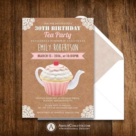 Tea Party Birthday Invitation Adult Birthday Party By Ameliycom