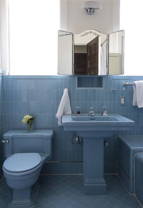 Before and after this bathroom keeps its original beautiful. 40 retro blue bathroom tile ideas and pictures 2020