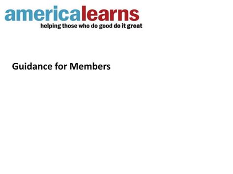 America Learns Network Training For Members Ppt