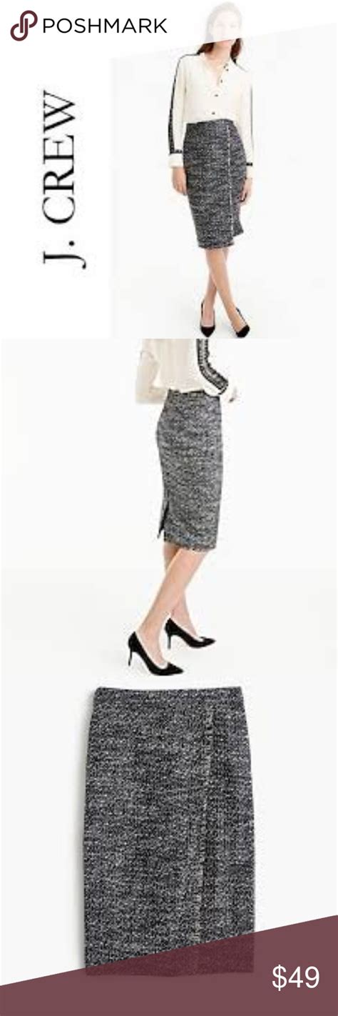 Jcrew Faux Wrap Pencil Skirt Metallic Tweed Sz 2 Pencil Skirt Skirts