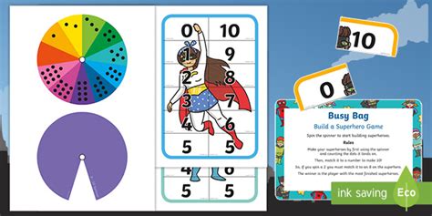 Build A Superhero Game Number Bonds To 10 Busy Bag Prompt Card And Resource