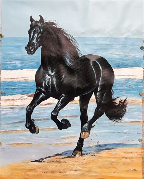 Buy Black Beauty Running Horse Handmade Painting By Artoholic Code