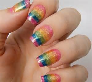 Rainbow Glitter Nail Polish Design With Images Rainbow