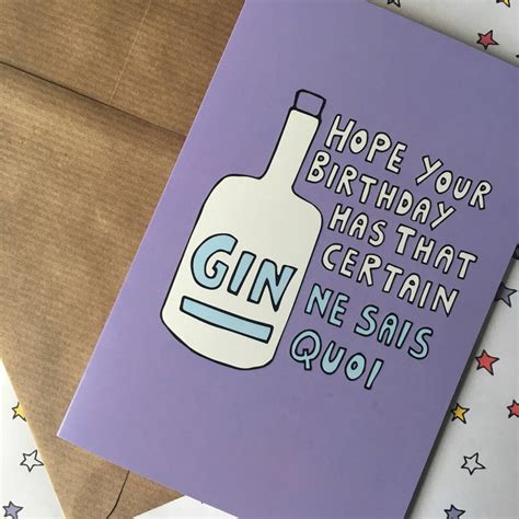 This funny birthday card is perfect for a boyfriend or girlfriend. gin birthday card, pun gin funny birthday card by ...