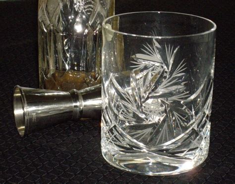 Vintage Clear Pinwheel Bohemian Crystal Scotch Or Whisky Old