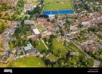 Aerial view of Marlborough College, Wiltshire, UK, left; the former ...
