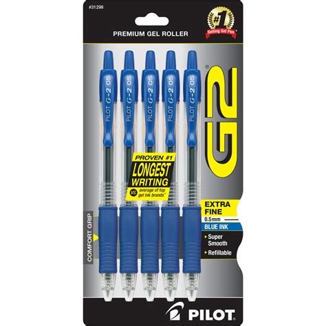 Pilot G 2 Rollerball Pen Blue Gel Ink 05 Mm Extra Fine Retractable