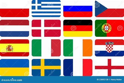 National Team Flags European Football Championship Royalty Free Stock