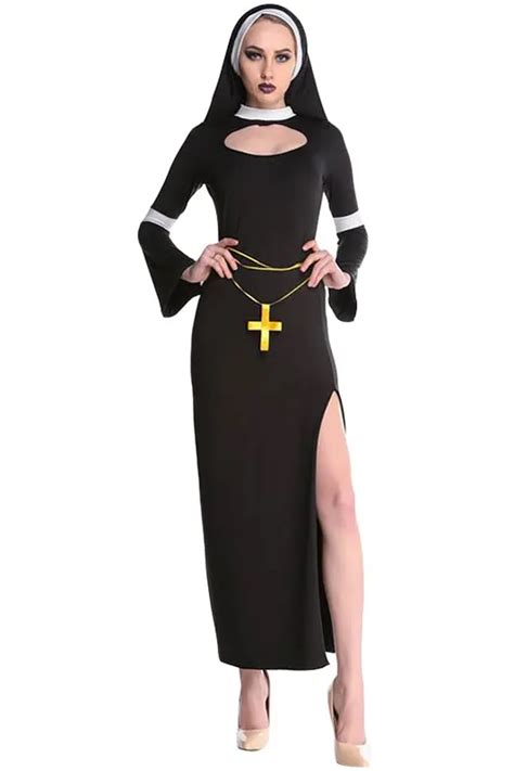 Sexy Nun Costume Masquerade Halloween Drama Clergyman Priest Costume