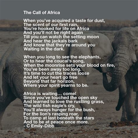 Poem © The Call Of Africa By C Emily Dibb African Poems South