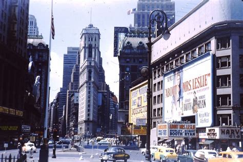 Vintage Color Photographs Of Times Square With Advertisements 1954