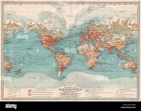 World Commercial Map Of The World Bartholomew 1890 Stock Photo Alamy