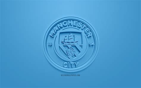 Manchester City Fc Creative 3d Logo Blue Background 3d Emblem